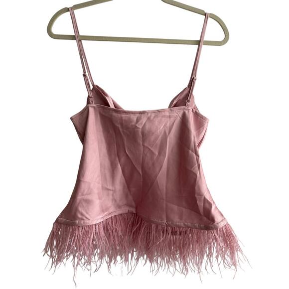 Blu Pepper Women’s Spaghetti Strap Cowl Neck Feather Fringe Top Size Medium NWT - Picture 3 of 7